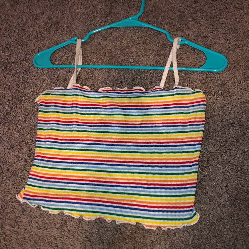 🌈stripped rainbow cropped tank top🌈
